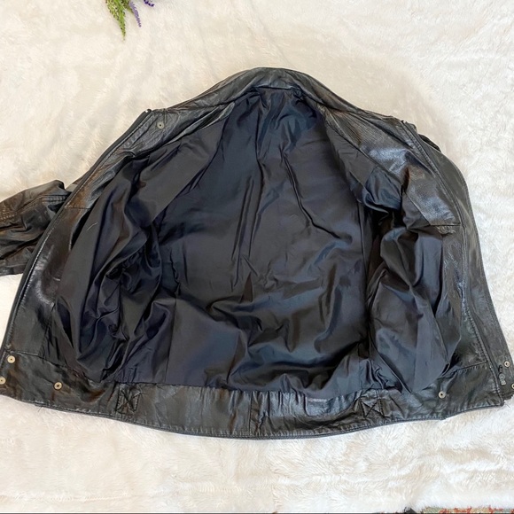 VINTAGE 80s Etched Black Leather Jacket - Picture 7 of 7